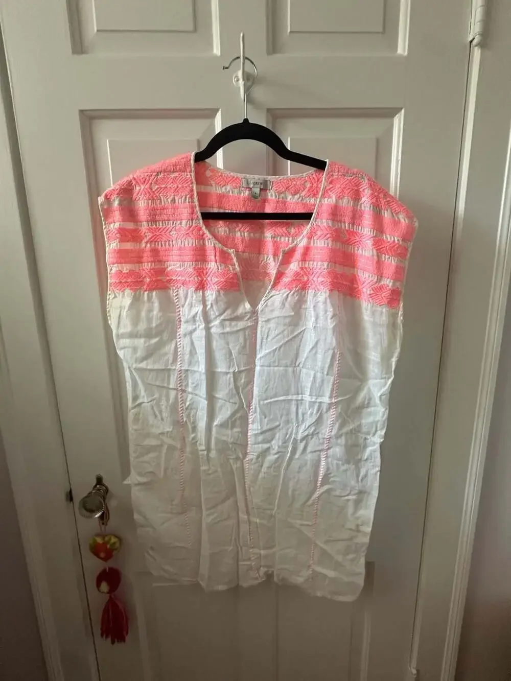 J. Crew Embroidered Pink Boho Tunic Swim Cover Up